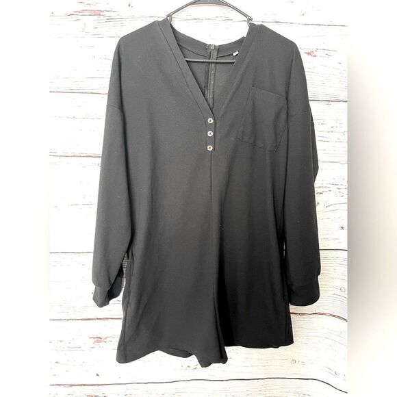 Women's Black Long Sleeve Romper - Picture 1 of 9